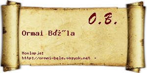 Ormai Béla névjegykártya